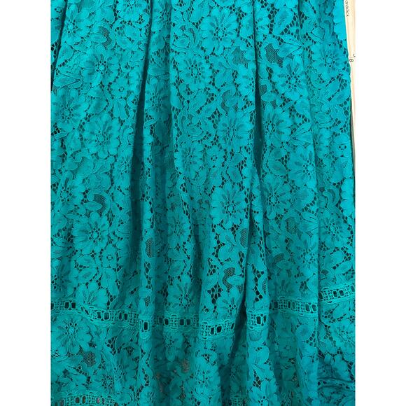 EUC Emerald Green Lace Midi Dress Size M WeddingGuest BarbieCore GardenParty - Picture 4 of 10
